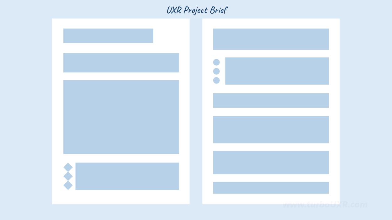 Generalized example of UXR Project Brief with bulleted objectives (right)