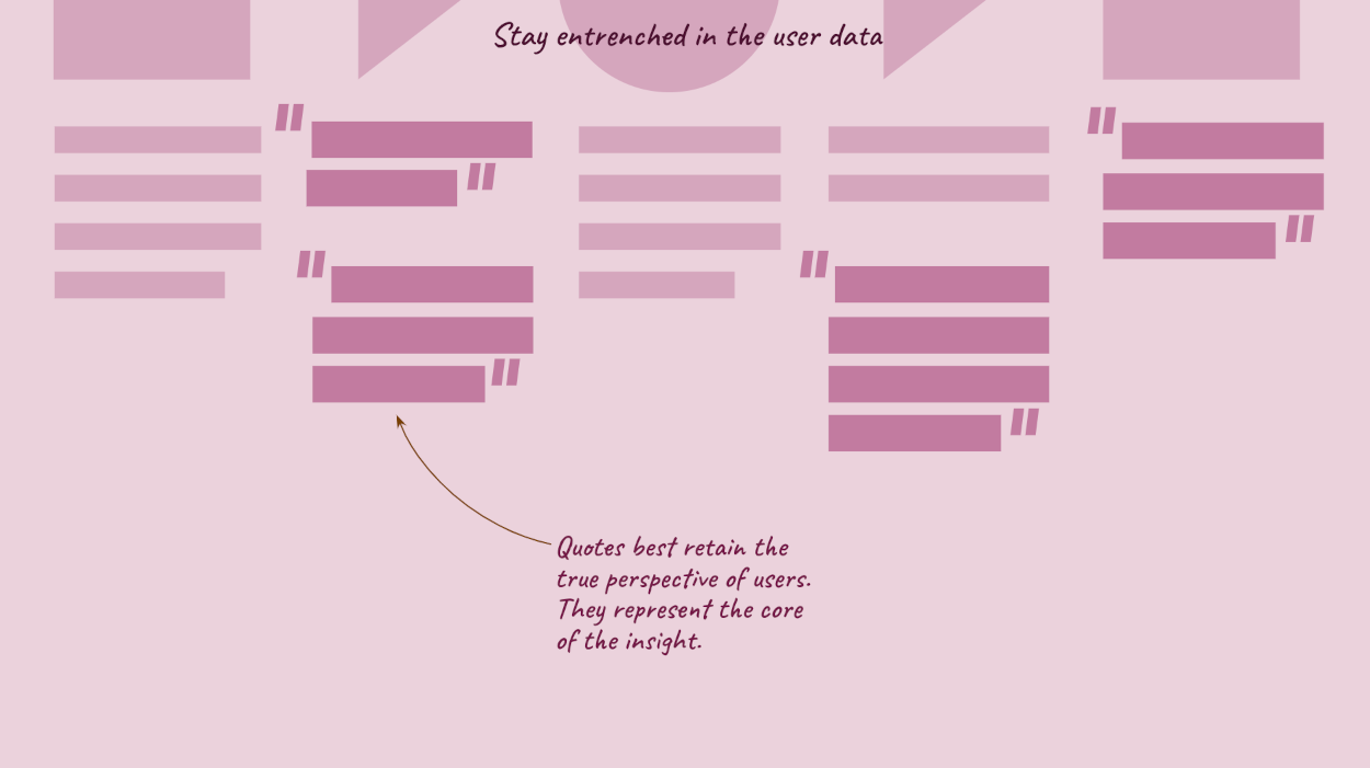 Quotes are a great way to retain the core meaning of a user's perspective.