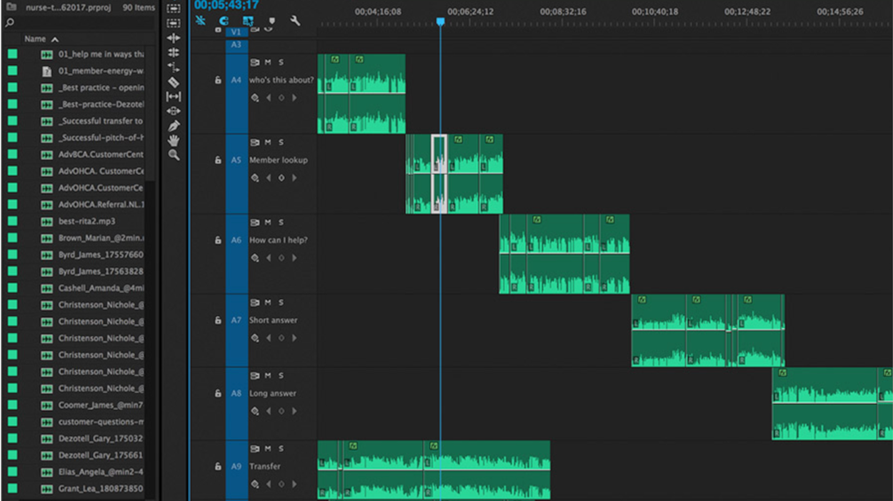Example of Video Editing process during a UX research project.
