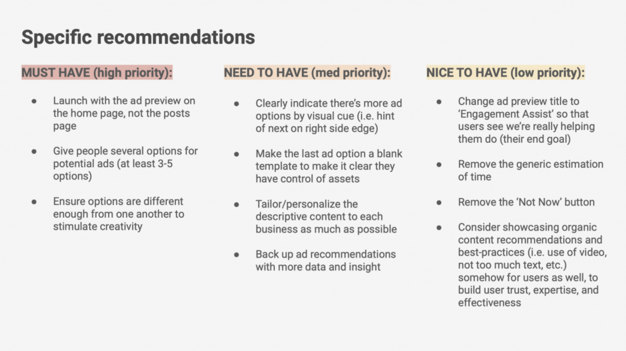 Supplied forced rank system of detailed recommendations