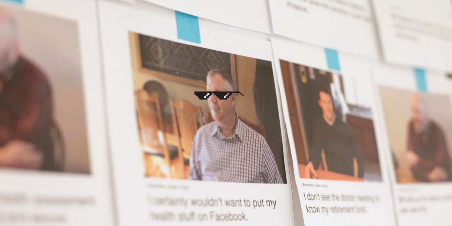 User research participants side-by-side with blurred or covered faces for privacy