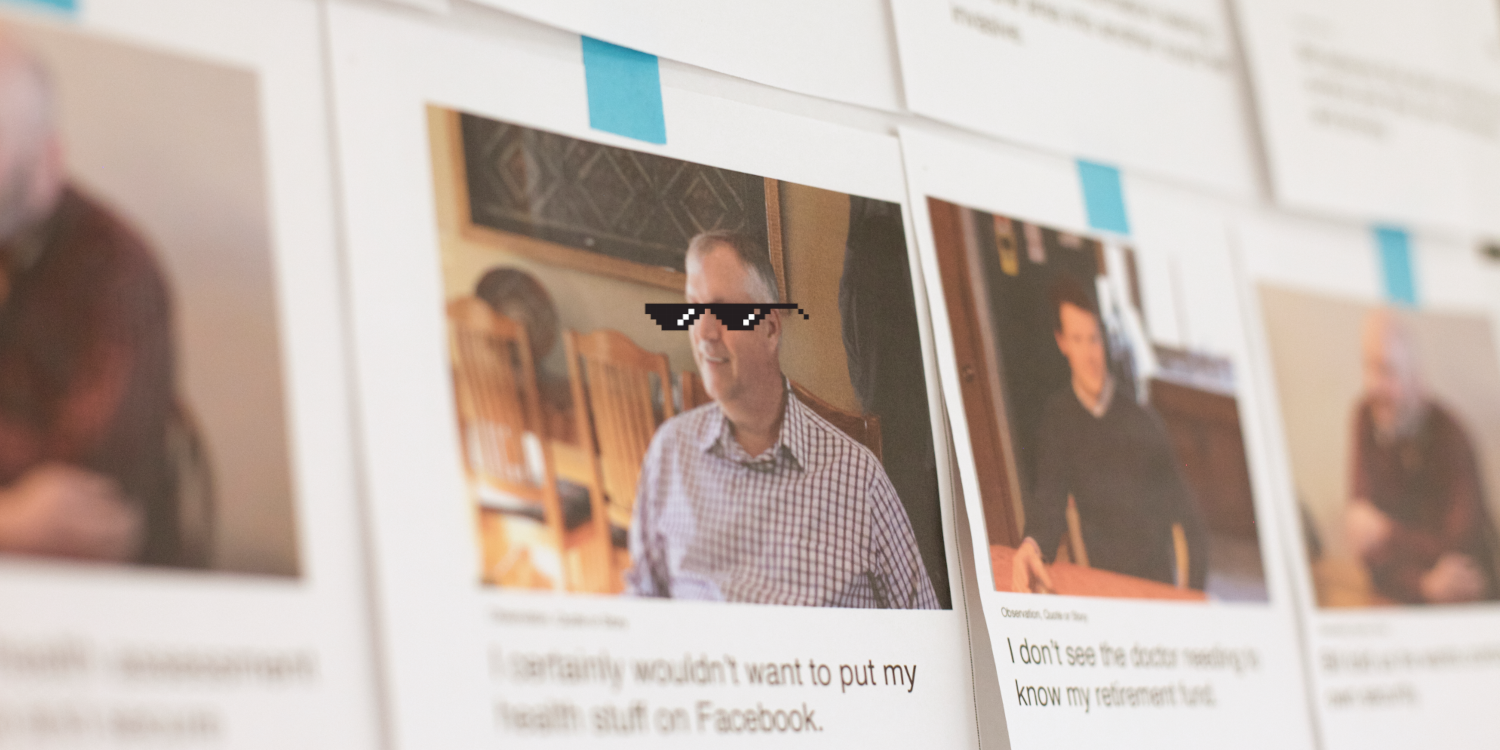 User research participants side-by-side with blurred or covered faces for privacy