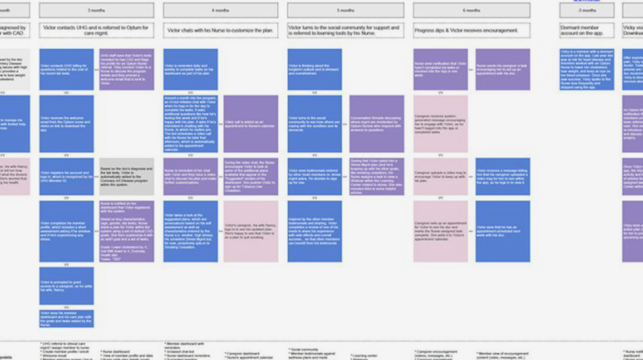 Fleshed out service map and storyboards for future-state consumer and clinical experience