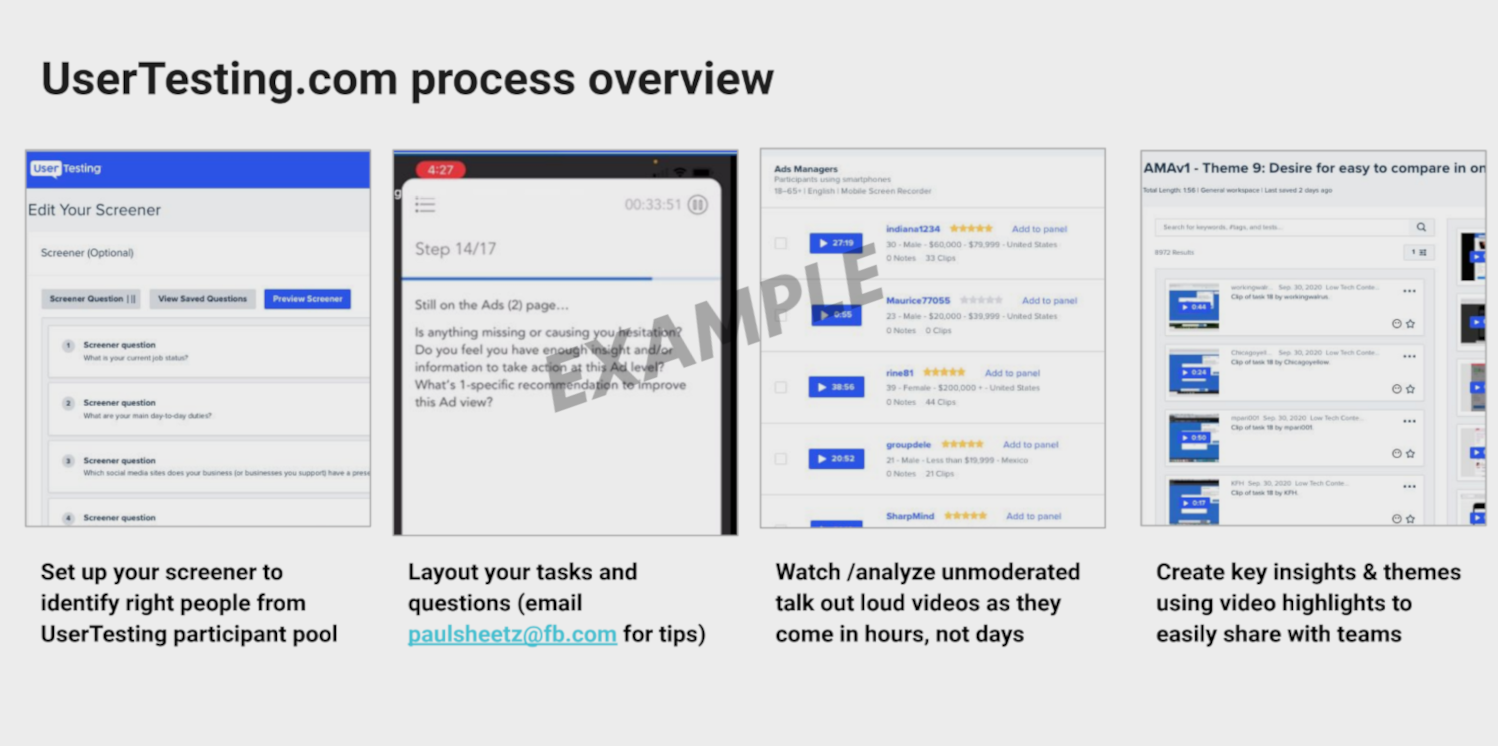 Example of unmodetated user testing with UserTesting platform